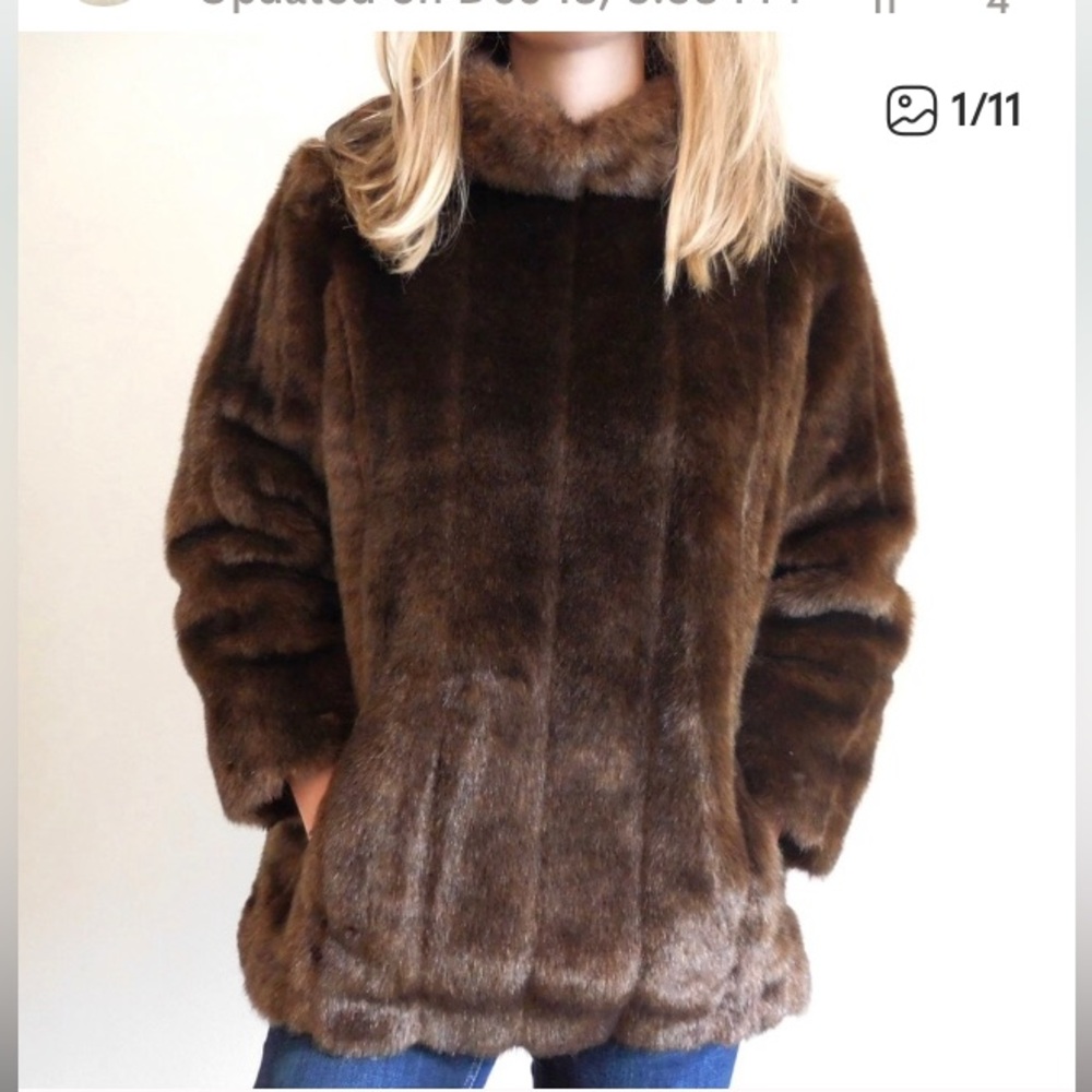 Small Banana Republic Faux Fur Turtleneck Pullover Quarter Sleeves